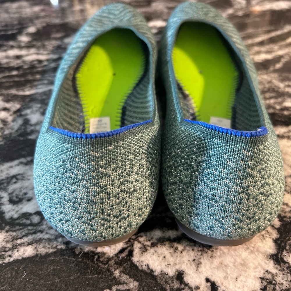 Rothy’s teal metallic square flats 10 - Picture 4 of 4